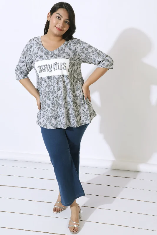 plus-size-floral-grey-tshirt