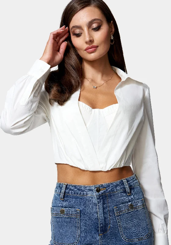 Poplin Fooler Bustier Tie Back Top