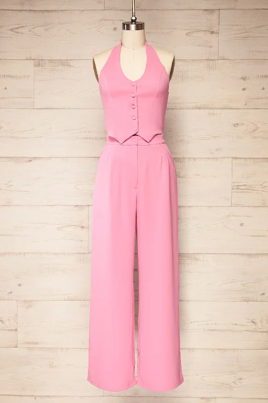 Ramses Pink | Jumpsuit w/ Halter-Neck Vest Top