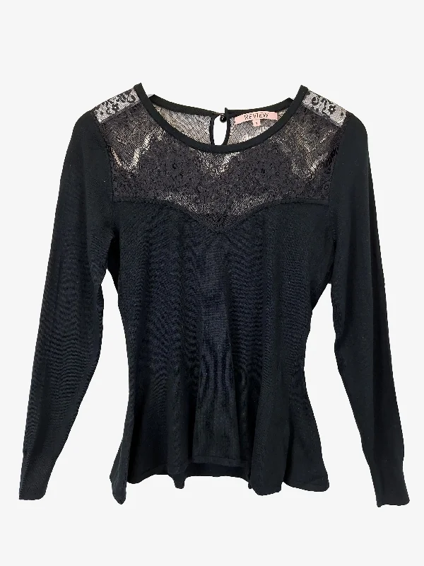 Review Elegant Lace And Knit Evening Top Size 8