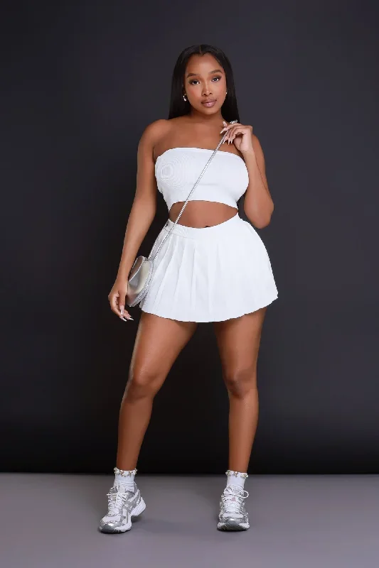 Rush Week Pleated Mini Tennis Skort - White