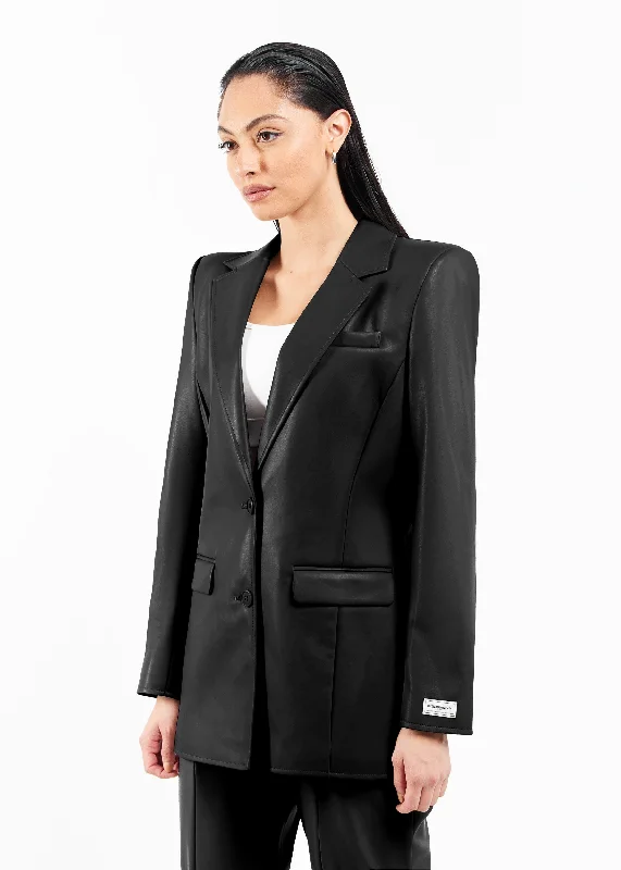 Regular Fit Pleather Blazer