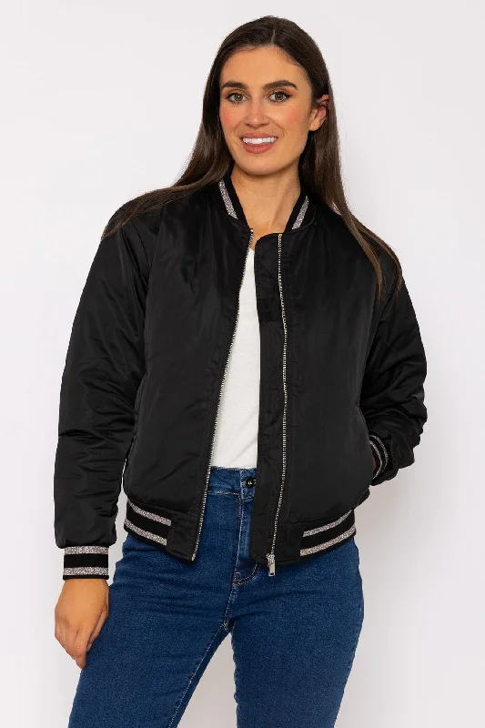 Satin Bomber in Black