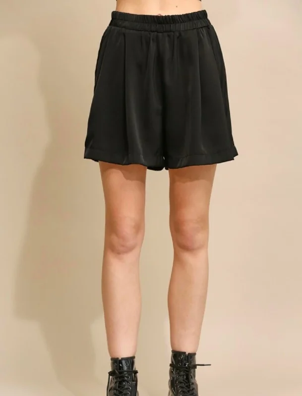 satin-elastic-waist-pleated-wide-leg-shorts-in-black