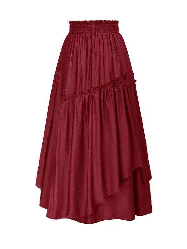 scarlet-darkness-women-overlay-decorated-drawstring-waist-irregular-hem-skirt