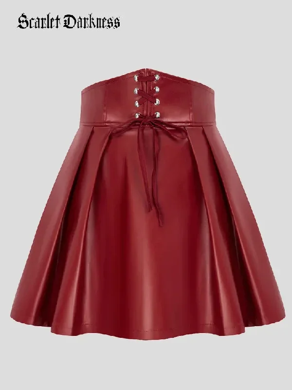 scarlet-darkness-women-steampunk-pleated-skirt-high-waist-polyurethane-leather-a-line-skirt