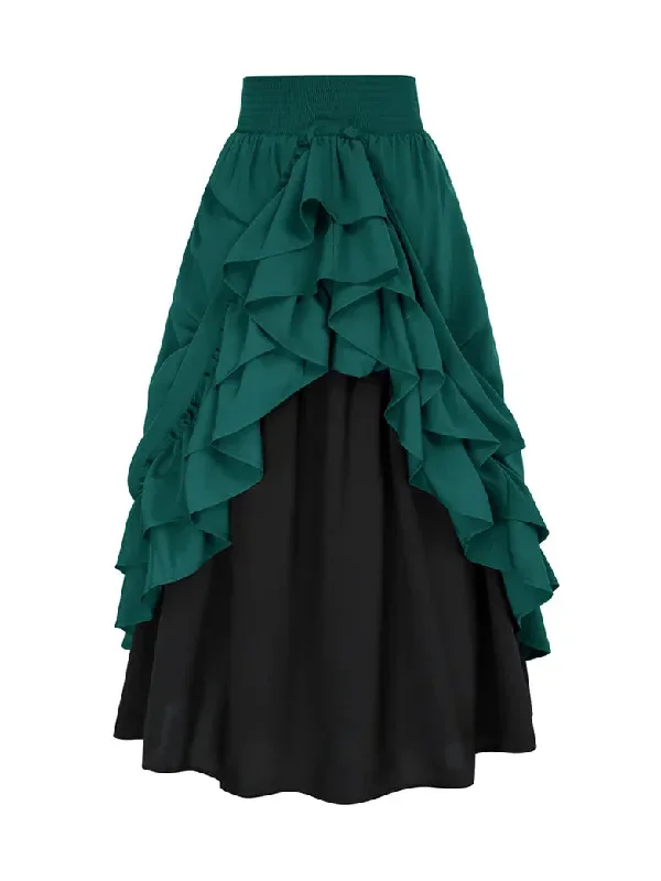 scarlet-darkness-women-victorian-skirt-high-waist-dual-layer-ruffled-hem-back-adjustable-skirt