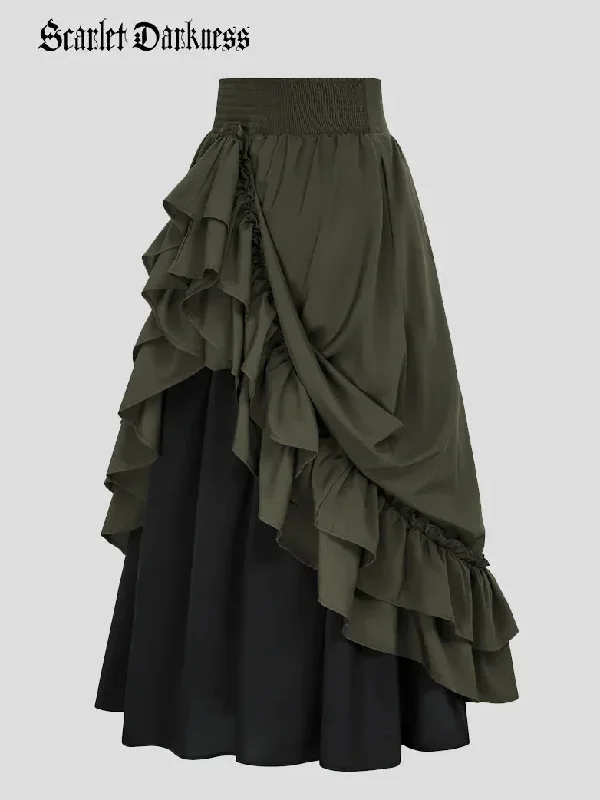 scarlet-darkness-women-victorian-skirt-high-waist-dual-layer-ruffled-hem-back-adjustable-skirt