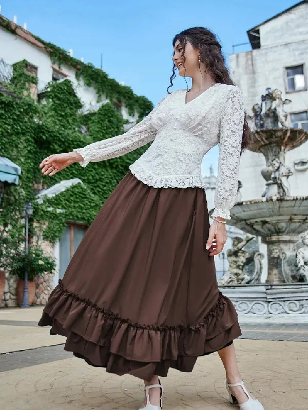 scarlet-darkness-women-victorian-skirt-high-waist-dual-layer-ruffled-hem-back-adjustable-skirt