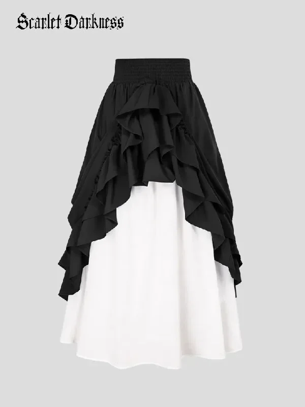 scarlet-darkness-women-victorian-skirt-high-waist-dual-layer-ruffled-hem-back-adjustable-skirt