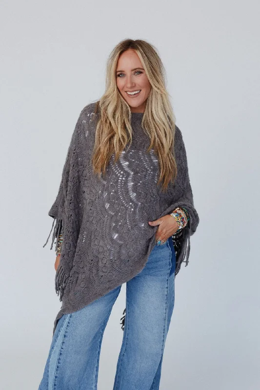 Sea Beyond Lace Poncho - Gray