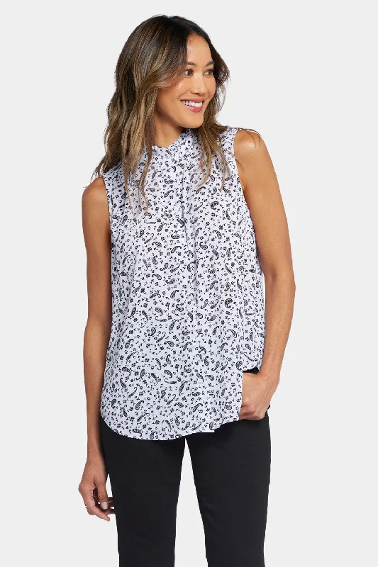 Sleeveless Ruffle Neck Blouse - Martini Paisley