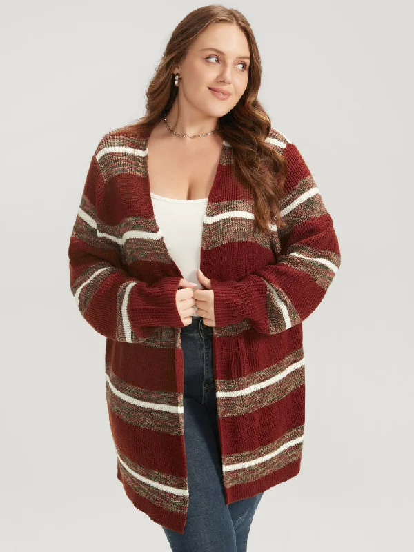 striped-contrast-pointelle-knit-open-front-heather-cardigan