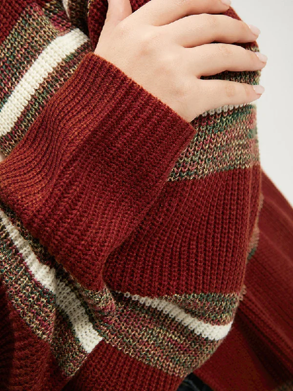 striped-contrast-pointelle-knit-open-front-heather-cardigan