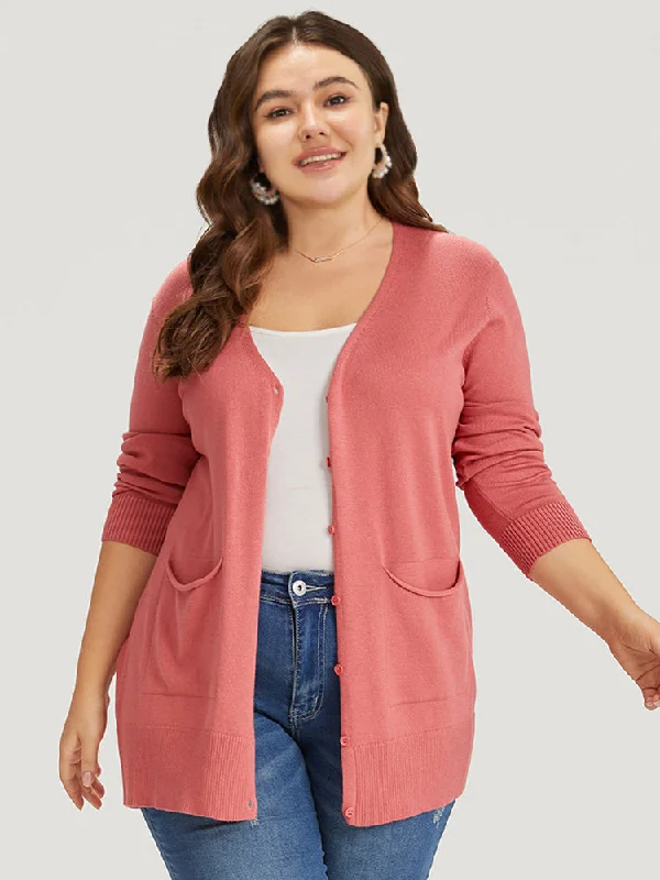 Supersoft Essentials Solid Button Down Patched Pocket Cardigan