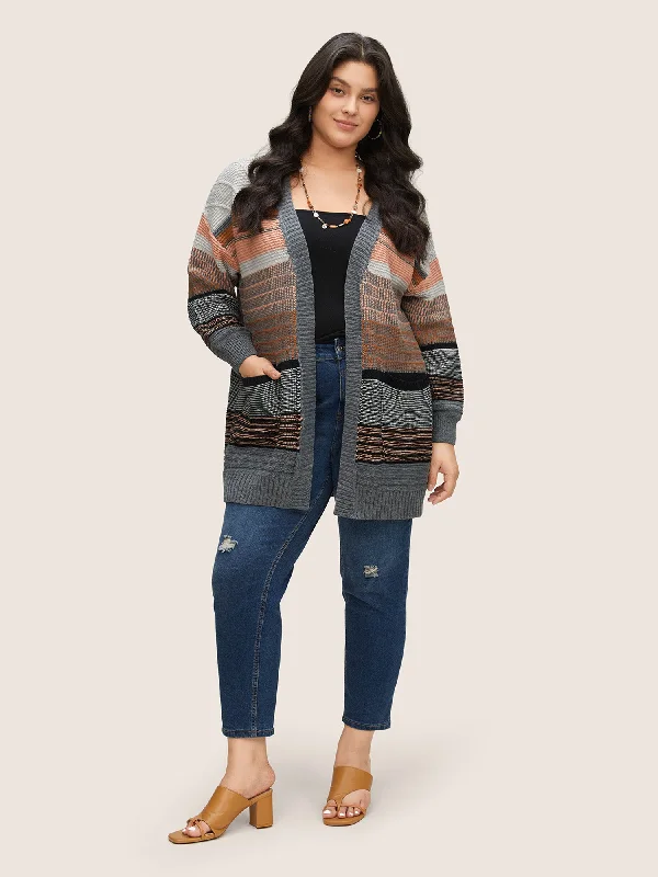 textured-patchwork-pocket-open-front-cardigan