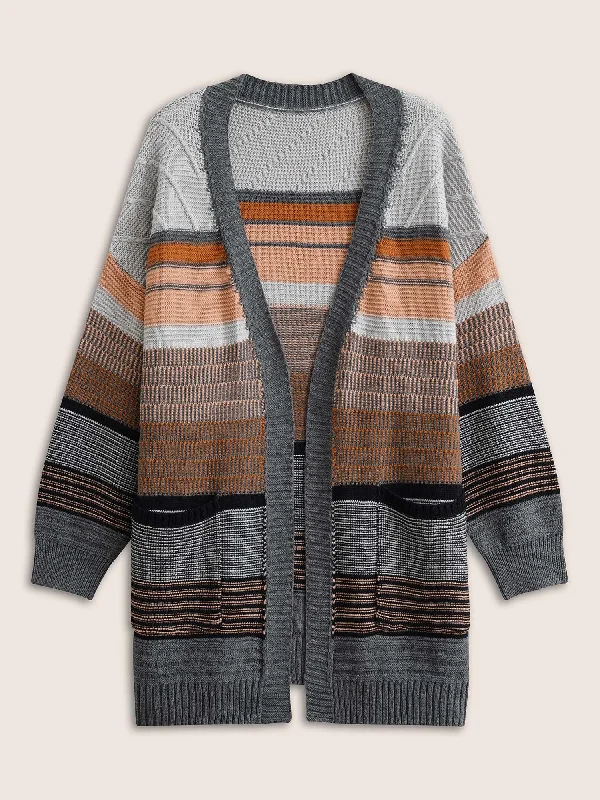 textured-patchwork-pocket-open-front-cardigan