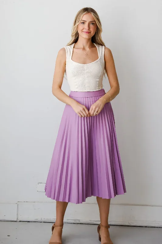 trendy-ease-lavender-leather-pleated-midi-skirt