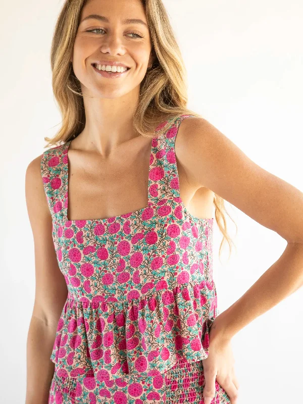 Tricia Top - Pink Puff Floral