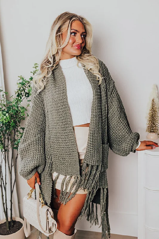 Vail Valley Knit Cardigan In Dark Sage