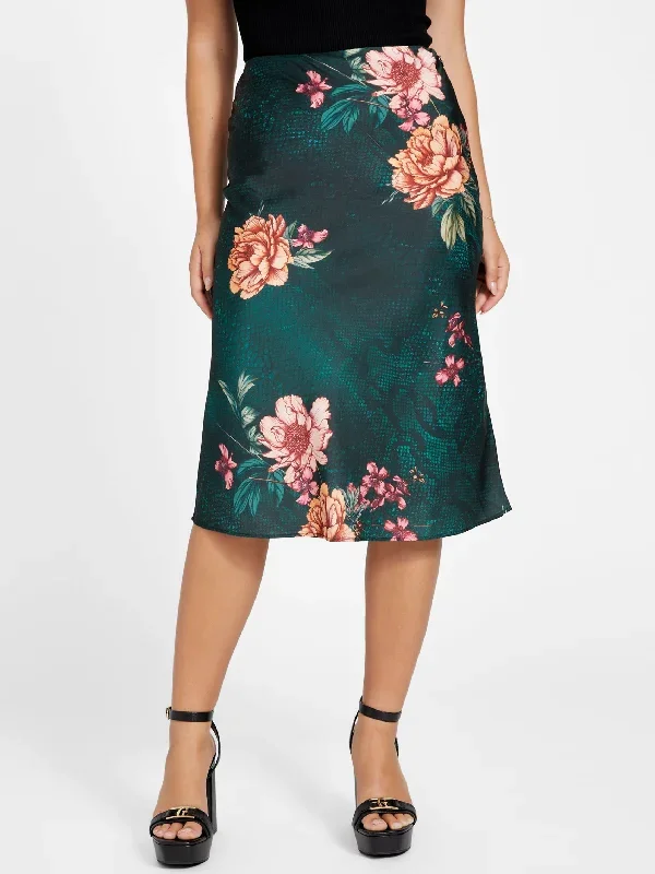 Vivian Printed Satin Skirt