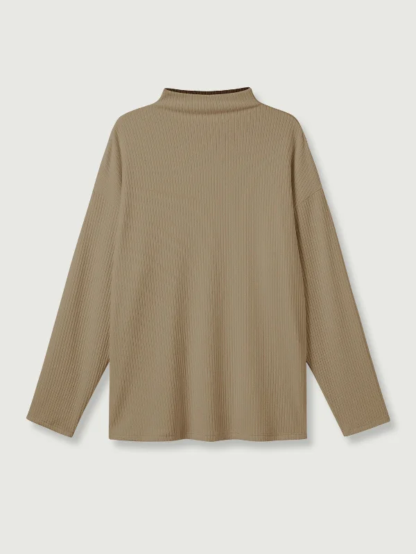 Wide Rib Mockneck Oversized Top