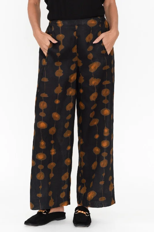 Xandra Rust Spot Linen Pocket Pants